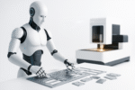 Humanoid robots in manufacturing de-nesting laser-cut metal parts in a bright sheet-metal cell