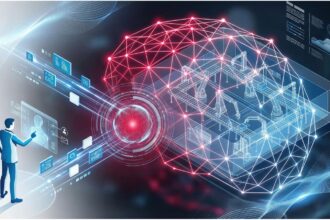 German Edge Cloud Digital Industrial Engineer 2026 visual showing AI connected factory network with robotics, data flows and industrial engineering intelligence system