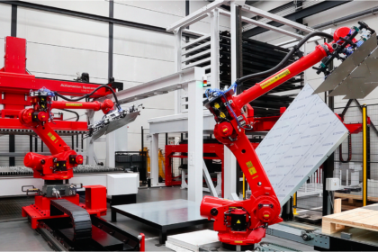 TCI Cutting AI Smart Sorting robotic automation system handling sheet metal parts for automated laser cutting and material sorting