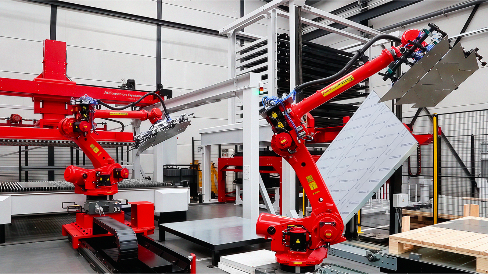 TCI Cutting AI Smart Sorting robotic automation system handling sheet metal parts for automated laser cutting and material sorting