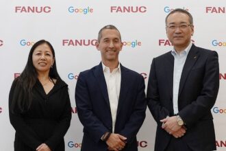 Physical AI FANUC and Google collaboration showing industry representatives at the FANUC Google announcement for AI agents and industrial robot automation
