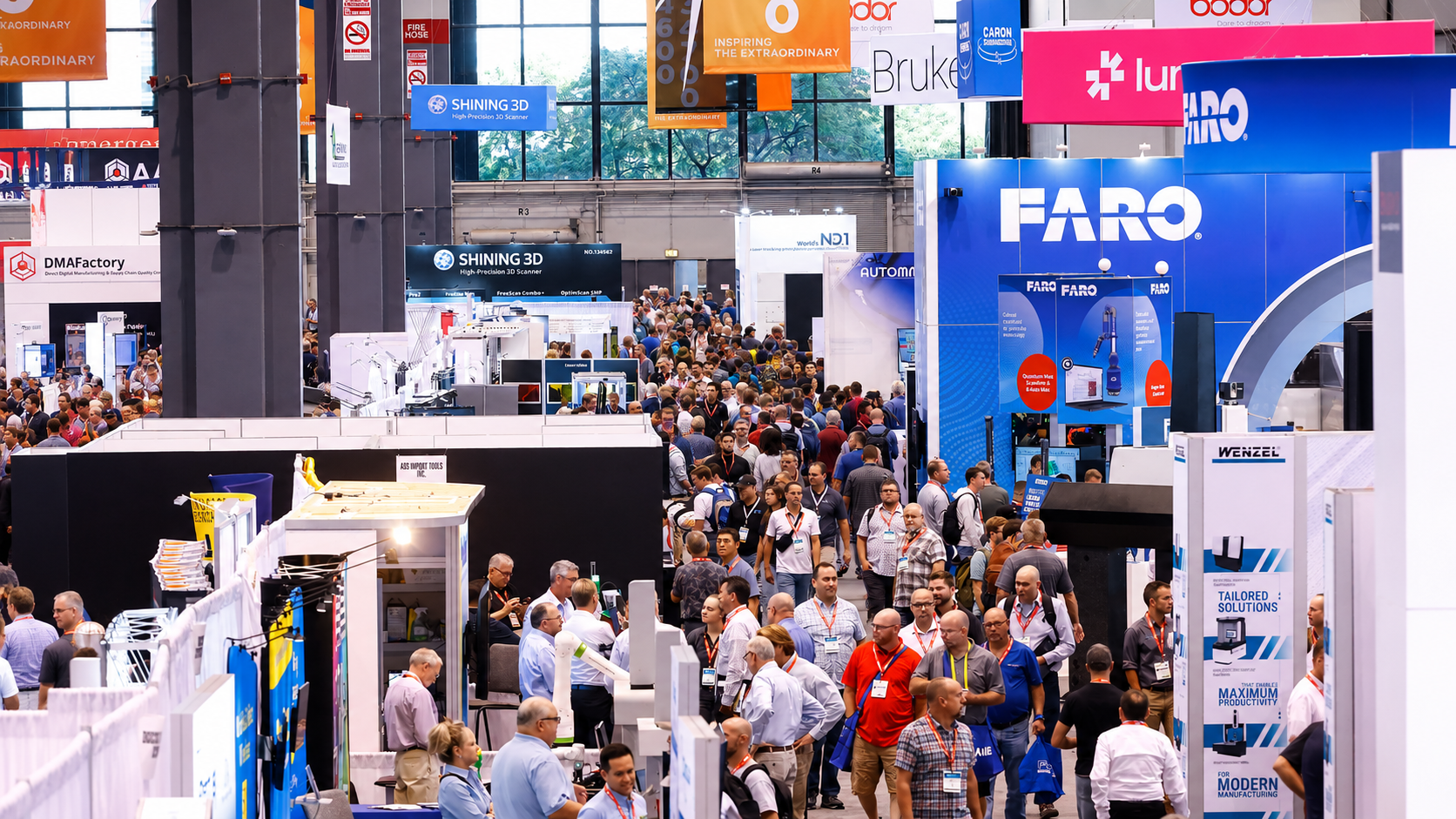 IMTS 2026 industrial AI trade show floor with manufacturers exploring AI CNC technology, CAM software, machine tool automation, metrology systems and smart manufacturing solutions