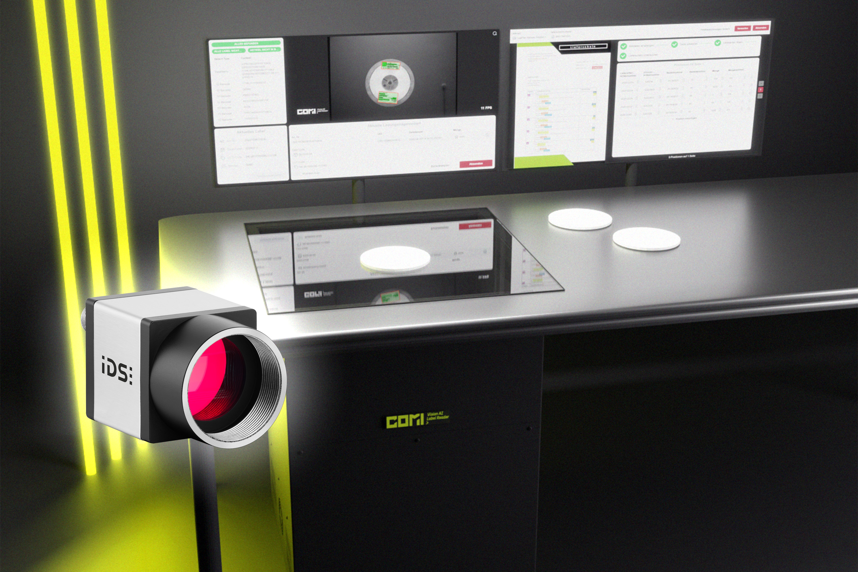IDS Vision AI Label Reader using an IDS uEye CP industrial camera to capture label data for AI-based goods-in inspection, logistics automation, traceability and machine vision quality control