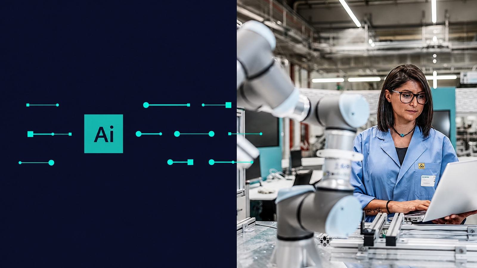 Siemens and IFS Industrial AI partnership for metal manufacturers showing AI software, robotics, factory automation, digital twin data and predictive maintenance
