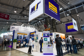 MVTec at VISION 2026 exhibition stand showcasing machine vision software, AI Vision Solver technology and industrial AI applications