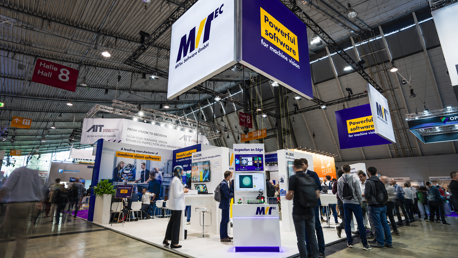 MVTec at VISION 2026 exhibition stand showcasing machine vision software, AI Vision Solver technology and industrial AI applications