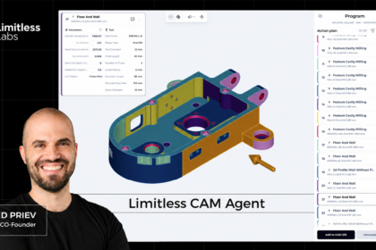 AI CAM Agent from Limitless Labs with CEO David Priev and CNC programming interface